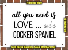 Metal Sign - Cocker Spaniel Love - 14x10 inches