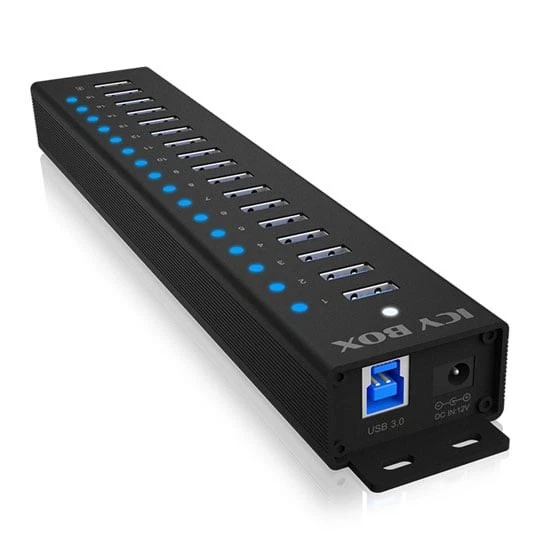 ICY BOX IB-HUB1717-U3 Hub, 16X USB 3.2 Gen1, 1x USB Charging, 5 Gbit/s, 96W Adap