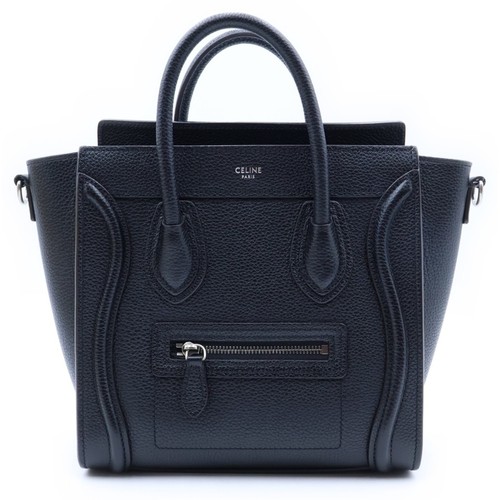 CELINE Luggage Nano Handbag Shoulder Bag 2WAY Black Leather 189243DRU.38NO Used