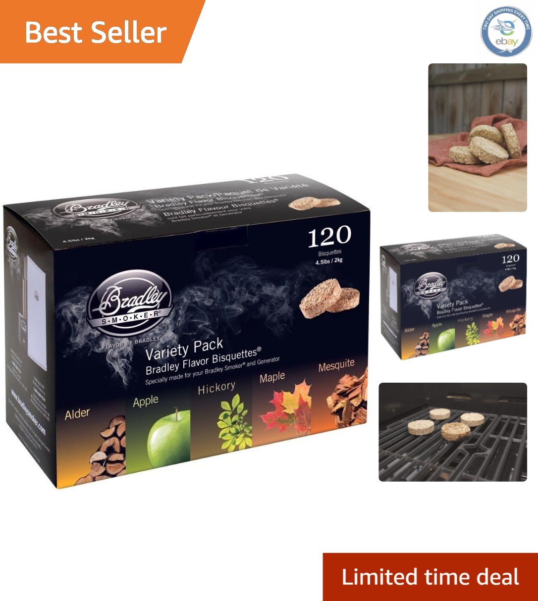 5 Flavor Assortment of Bradley Smoking Bisquettes - 120 Pack