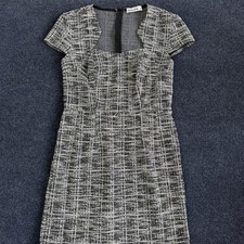 Grace Karin Dress Womens Medium Black Plaid Tweed Mermaid Midi Square Neck Work