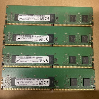QTY 4 |  4GB PC4-2400T-RD1-11  Server Registered RAM - Micron | 16GB total