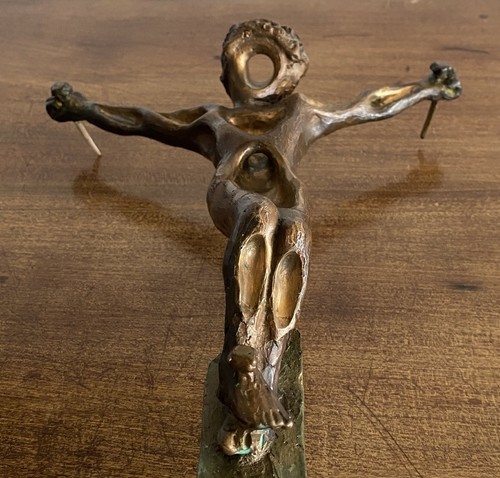 Vintage Italian Mariani Guido Bronze Christ on Cross Sculpture Marble Base 20th - Picture 11 of 12