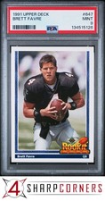 1991 UPPER DECK #647 BRETT FAVRE RC FALCONS HOF PSA 9