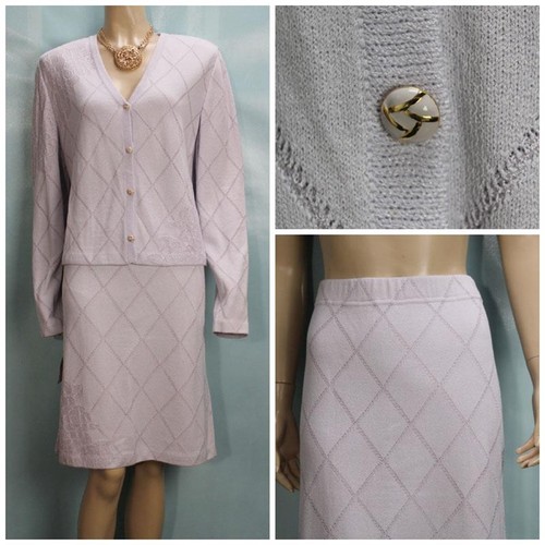 St. John, NWT New St. John Collection Lavender Jacket Skirt XL 14 16 2pc Suit Embroidery