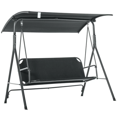 Porch Patio Swing Hammock Bench Chair Steel 3-Seat Adjustable Canopy Durable