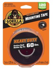 Gorilla XL Heavy Duty Double Sided Mounting Tape,1"x120" Roll, Black