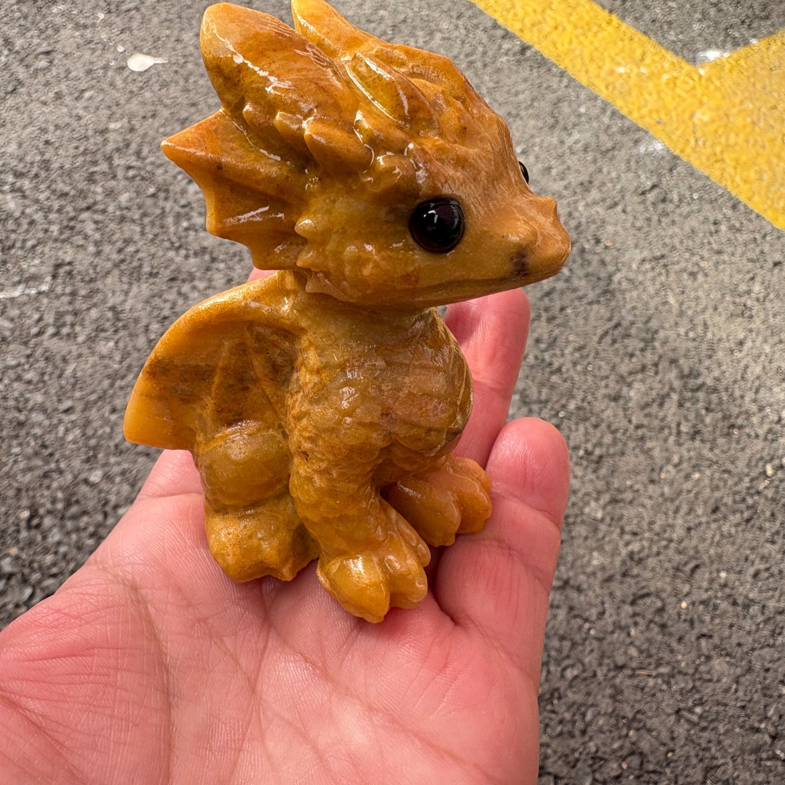 1pc Natural Yellow Jade Quartz Carved Little Dragon Skull Crystal Reiki Decor