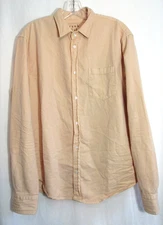 Frank & Eileen Luke Peach Orange Distressed Button Down Long Sleeve Shirt S NWOT