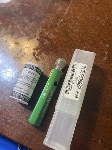 1/4" - 18 NPT L1 ROHRGEWINDESTOPFEN MESSGERÄT MIT GRIFF - Greenfield Messgerät (I27)