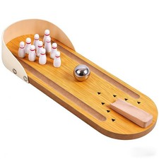 SANTA CASA Tabletop Mini Bowling Game Set for Adults Teens  Small, Wooden