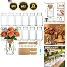Mason Jar Vases for Centerpieces, 12PCS Clear Glass Flower Vase