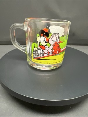 McDonalds Garfield Glass Coffee Cup Mug Odie Teeter Totter SeeSaw Jim Davis 1980