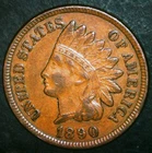 1890 Indian Head Cent / Penny - Full Liberty - Free Shipping!