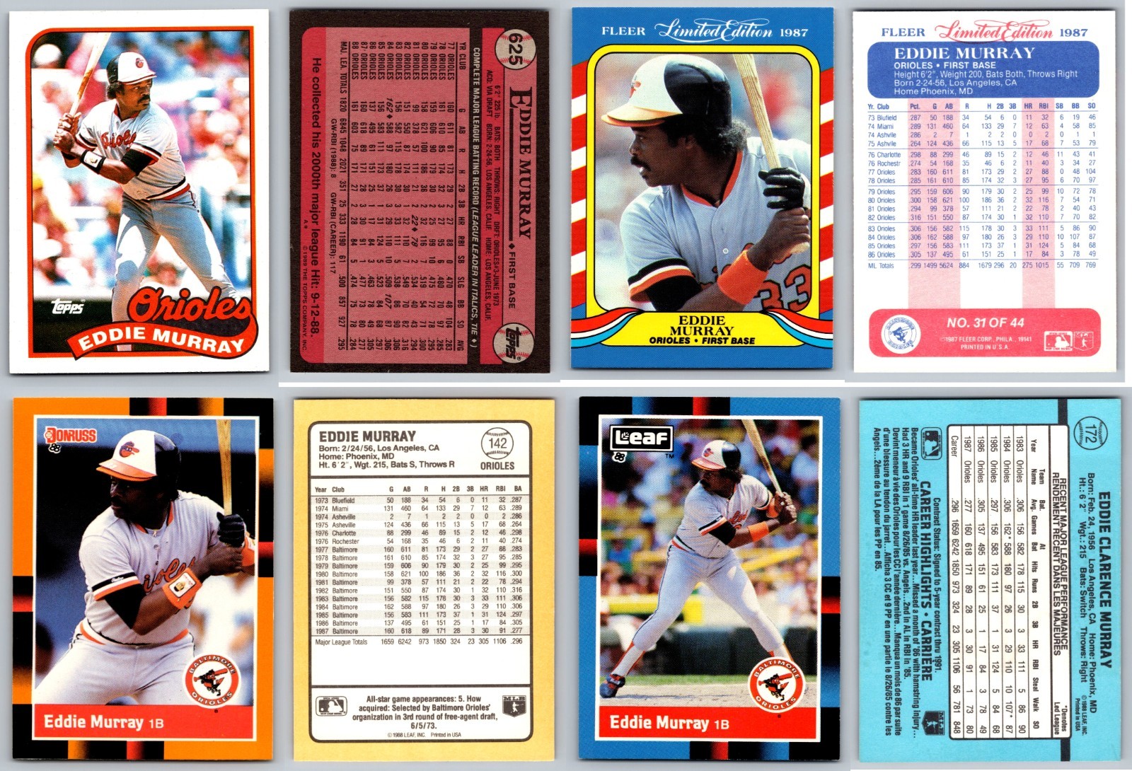 Eddie Murray 4 Card Lot - Baltimore Orioles Legend / HOF