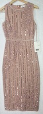 NWT Mac Duggal 70260 Rose Beaded Sequin Floral Midi Cocktail Dress Size 0 Gala
