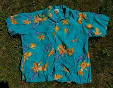 Vintage Islander Short Sleeve Hawaiian Shirt Men's Size XL Floral Blue Orange