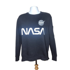 Alpha Industries Black NASA Jumper Men's Size Large Long Sleeve Round Neck Logo