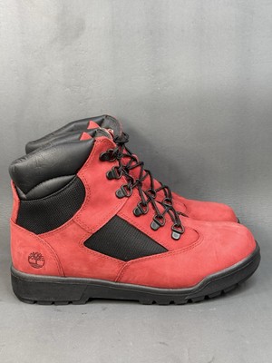 Timberland 6-Inch Waterproof Field Boot Red/Black Nubuck women size 7