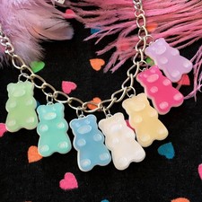 Pastel Rainbow Gummy Bear Acrylic Necklace