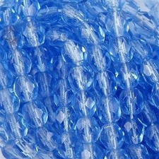 Czech Faceted Medium Sapphire Firepolish Glass Beads 4mm 50 1-04-3003