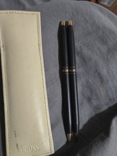 Cross Classic Century Ladies Pen  Pencil Pouch Set Matte Black Gold Trim USA