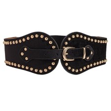 Ceinture Corset En Cuir Synthétique Noir Ajustable Large Élastique