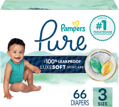 Pampers Pure Protection Baby Diapers - Size 3, 66 Count, Hypoallergenic