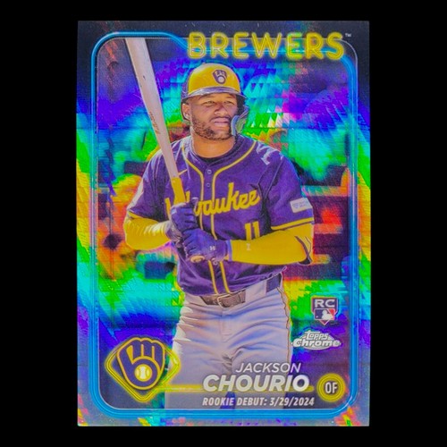 JACKSON CHOURIO ROOKIE SHOCK REFRACTOR SILVER HOLO Chrome Non Auto - BREWERS - Picture 2 of 6