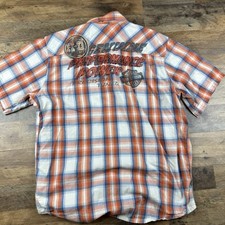 Harley Davidson Men's Large Metal Snap Embroidered Garage Mechanic Shirt