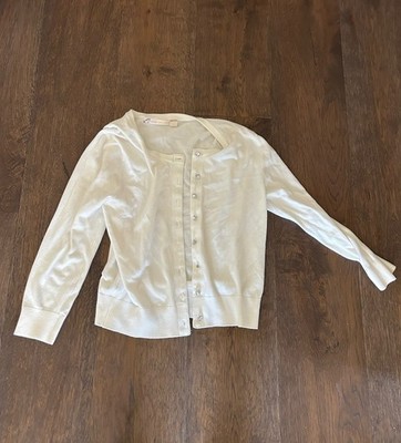 Chelsea & Violet White Solid Knit Button-Front Cardigan Sweater Women's M