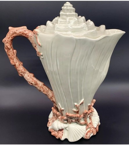 Fitz and Floyd Oceana Coffee Pot Teapot Conch Shell