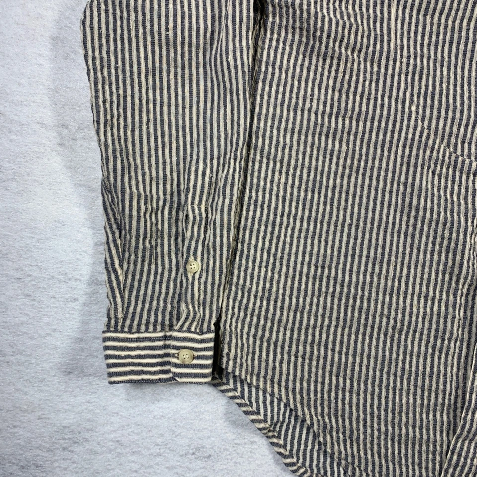 Camisa Joseph Abboud Collection cinza listrada colarinho mistura de linho feita na Itália - Imagem 4 de 4