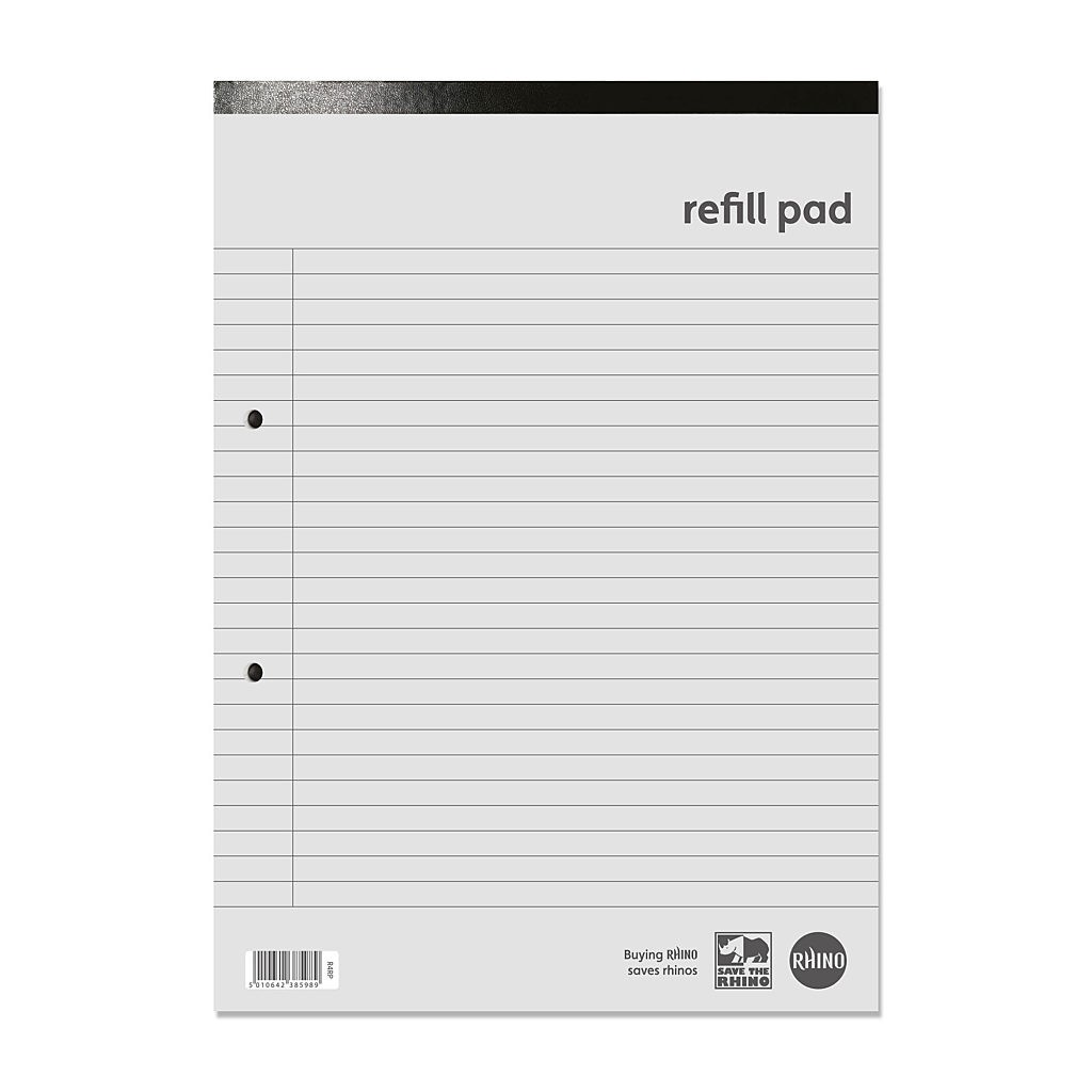 Refill Pads Pack of 10 Rhino A4 160 Pages 8mm Lined with Margin