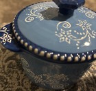 Set of 2 Temptations 8oz Covered Crock Bowls Ramekin Bakers Blue Floral Lace — photo 4