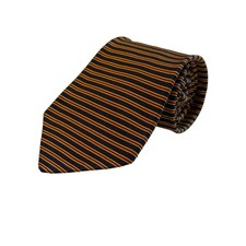Vtg Brooks Brothers Makers Silk Textured Neck Tie Blue Red Gold Striped USA Made