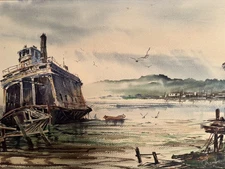 Carl Pramberg Original Painting Seascape Art Houseboat California Impressionism