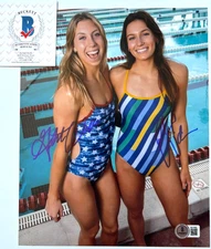 GRETCHEN & ALEX WALSH SIGNED 8X10 PHOTO 2024 PARIS OLYMPICS SWIMMING SISTERS BAS