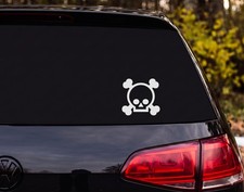Cartoon Skull and Crossbones Bold Chunky Graphic Vinyl Decal Sticker