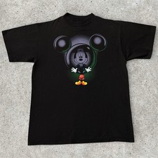 Vintage 90s Disney Mickey Unlimited Mouse Black Shirt Mens Size L Mirror Graphic