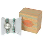 Canyon Sky Women's Navajo Silver and Turquoise Watch and Bangle Bracelet Set