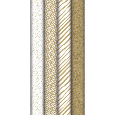 Clairefontaine 20x Geschenkpapierrollen Kraft weiß & gold Sortierung 223908C