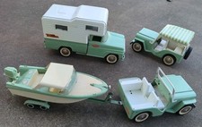 NOS Vintage 1963 Tonka Outdoor Living Set 2140 Pickup, Jeeps, Boat Trailer NOS