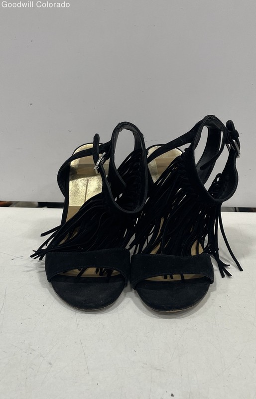 Dolce Vita Womens Black Hollie Fringe Stiletto Slingback Heel Size 7.5