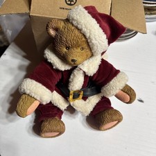 Russ Berrie Vtg Seated Santa Teddy Bear w/o Boots