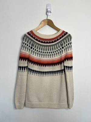 Boden Pullover Größe S beige Wolle Kaschmir Passe Fairisle Langarm