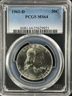 1961-D 50C Franklin Half Dollar  PCGS MS64   25629921