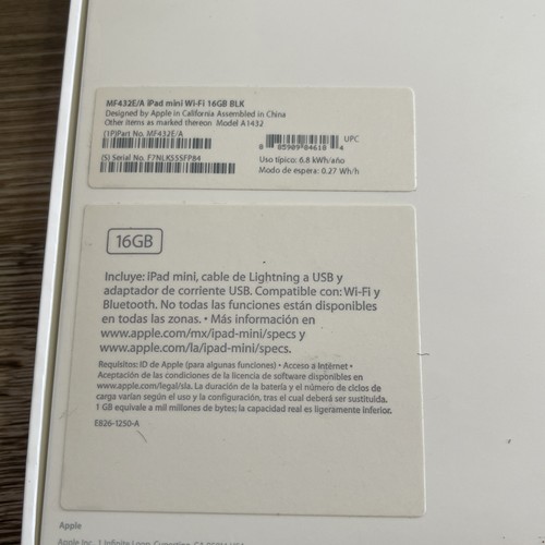 Apple iPad Mini 16GB Wi-Fi Black Model Al432 - MF432E/A 2012 - New OPEN BOX - Picture 6 of 6