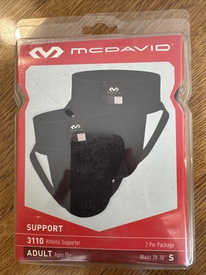 McDavid 3110 Athletic Supporter 2ct pack Black Small Free Shipping!