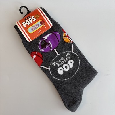 TootsieRoll Pops Crew Unisex Socks Gray 6-12 Size For Women And Men NWT New